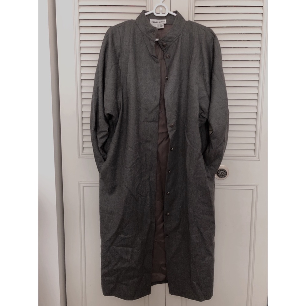 Vintage grey stand collar trench coat
